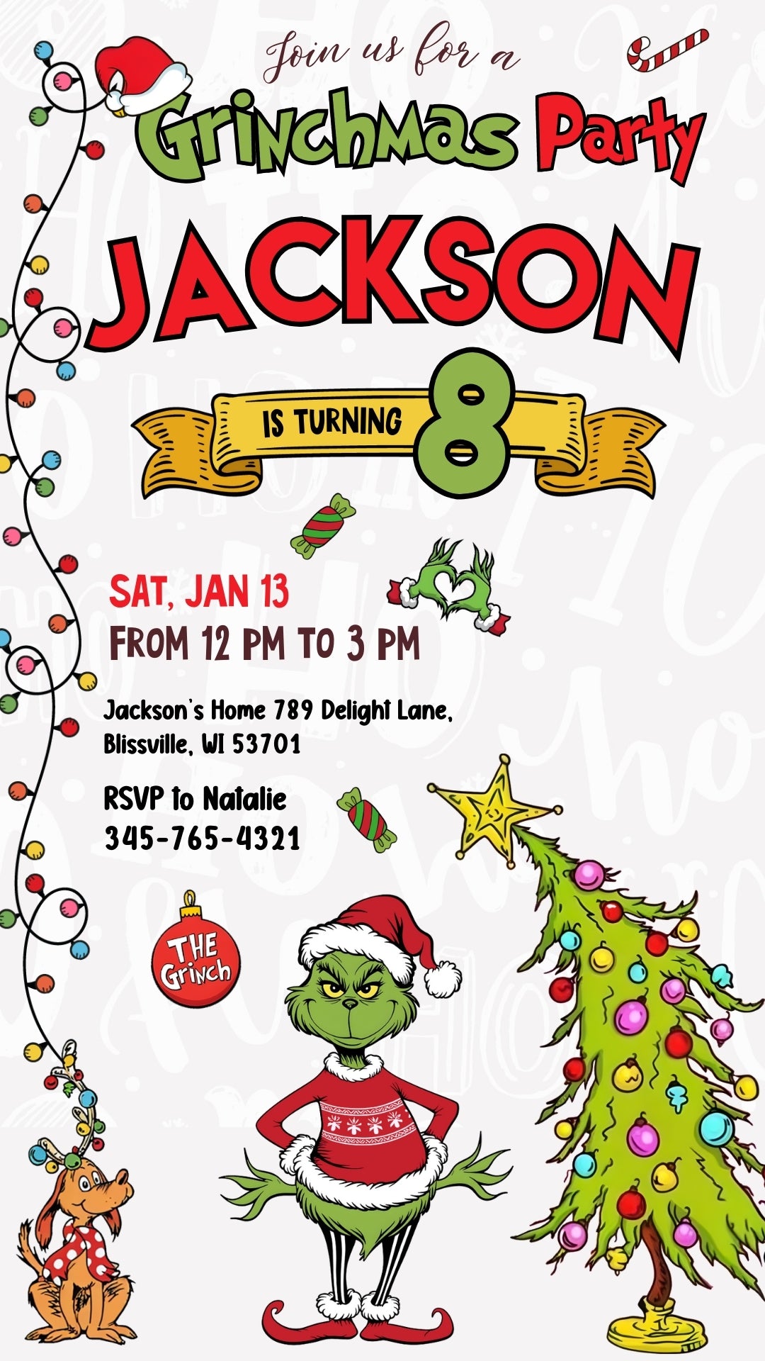 Grinchmas Animated Birthday Invitation | Canva Template