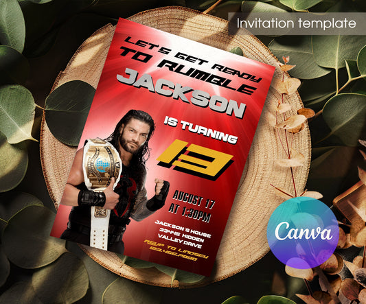 Wrestling | customizable invite template | instant download | Share or Print | ZP573