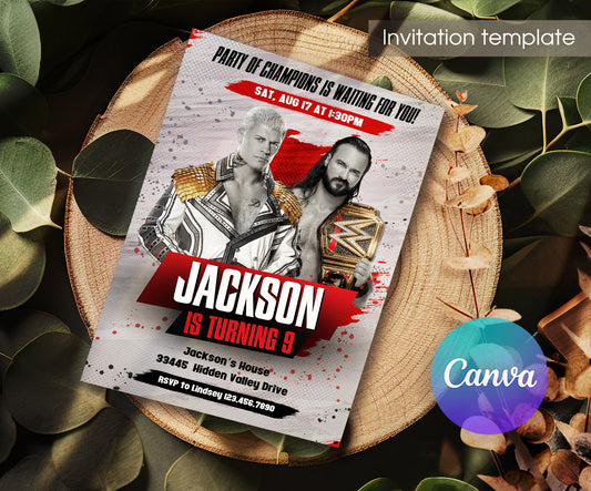 Wrestling | customizable invite template | instant download | Share or Print | RD558