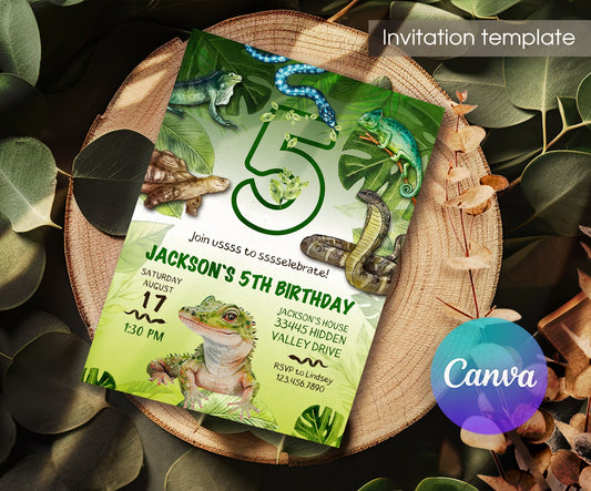 Reptile | customizable invite template | instant download | Share or Print | FV845