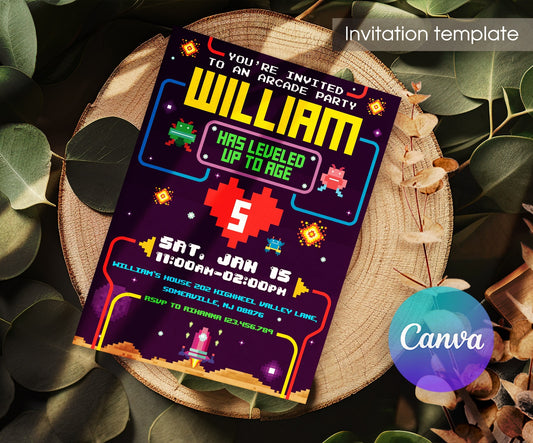 Arcade | customizable invite template | instant download | Share or Print | TB259