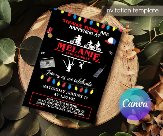 Strange things | customizable invite template | instant download | Share or Print | LA788