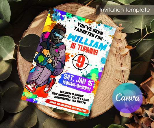 Paintball | customizable invite template | instant download | Share or Print | EO910