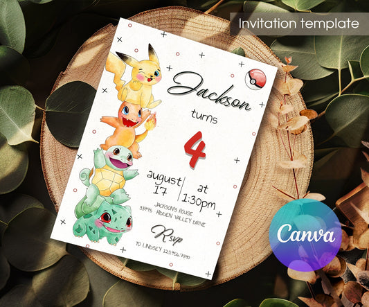 Pokemon | customizable invite template | instant download | Share or Print | PX942