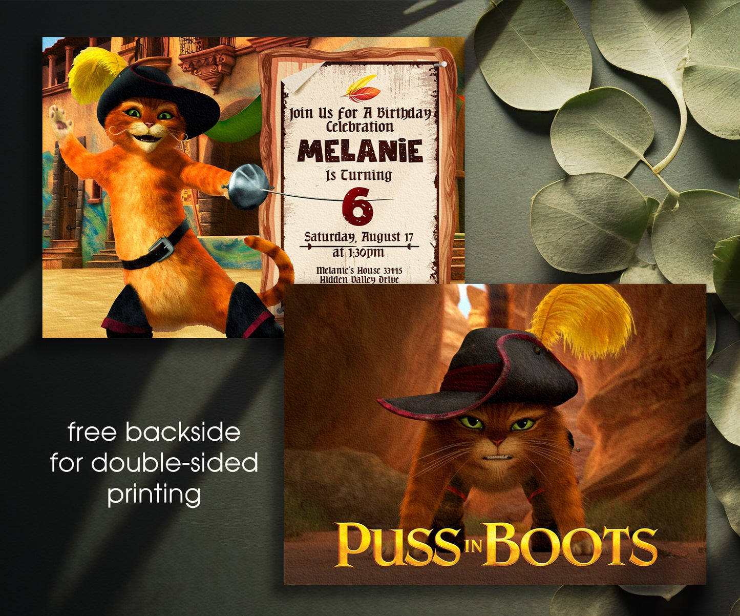 Puss in boots | customizable invite template | instant download | Share or Print | TV284