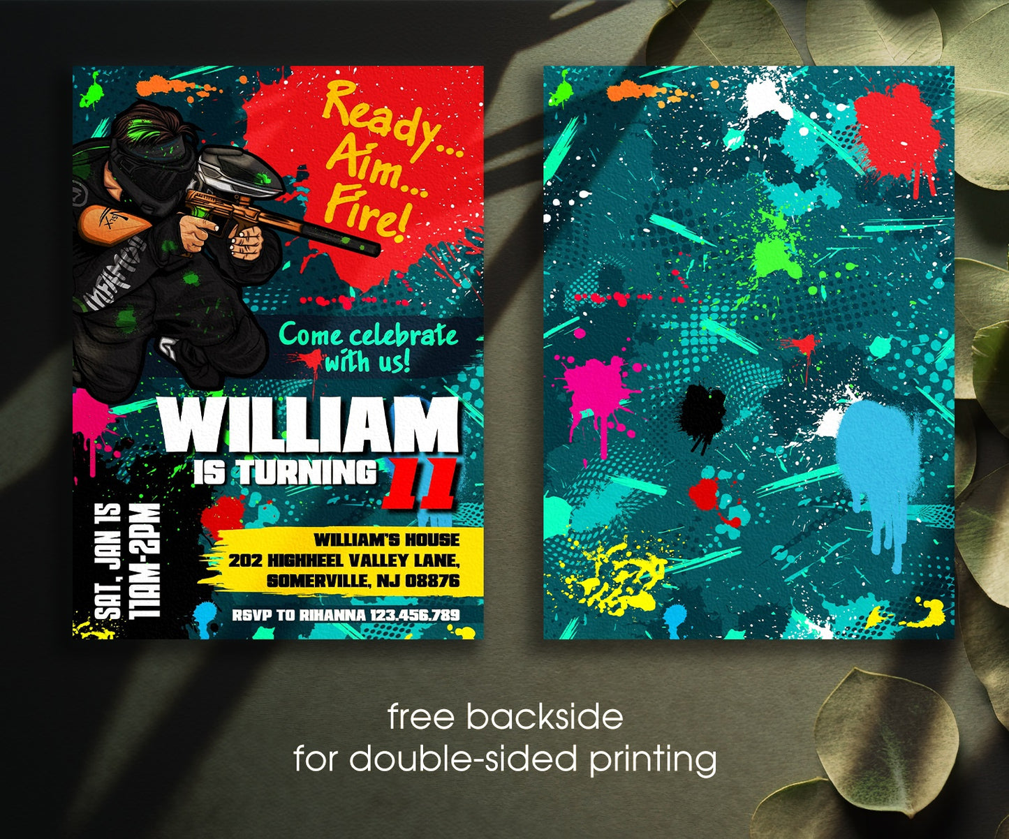 Paintball | customizable invite template | instant download | Share or Print | IE016