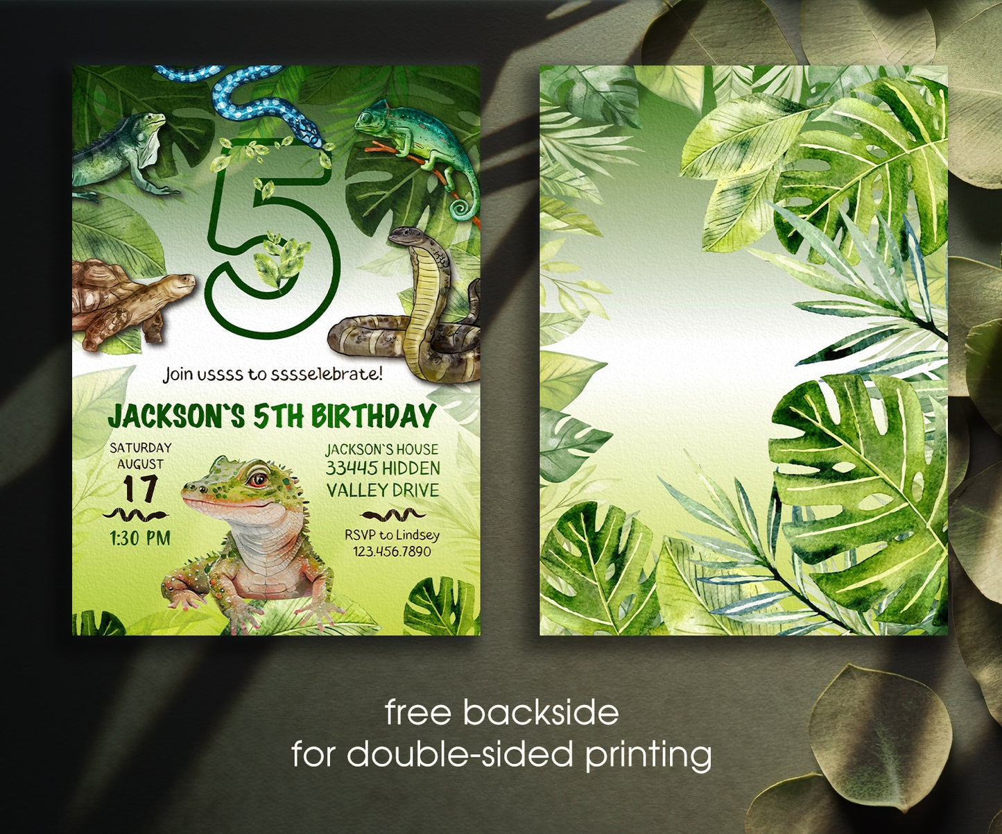 Reptile | customizable invite template | instant download | Share or Print | FV845