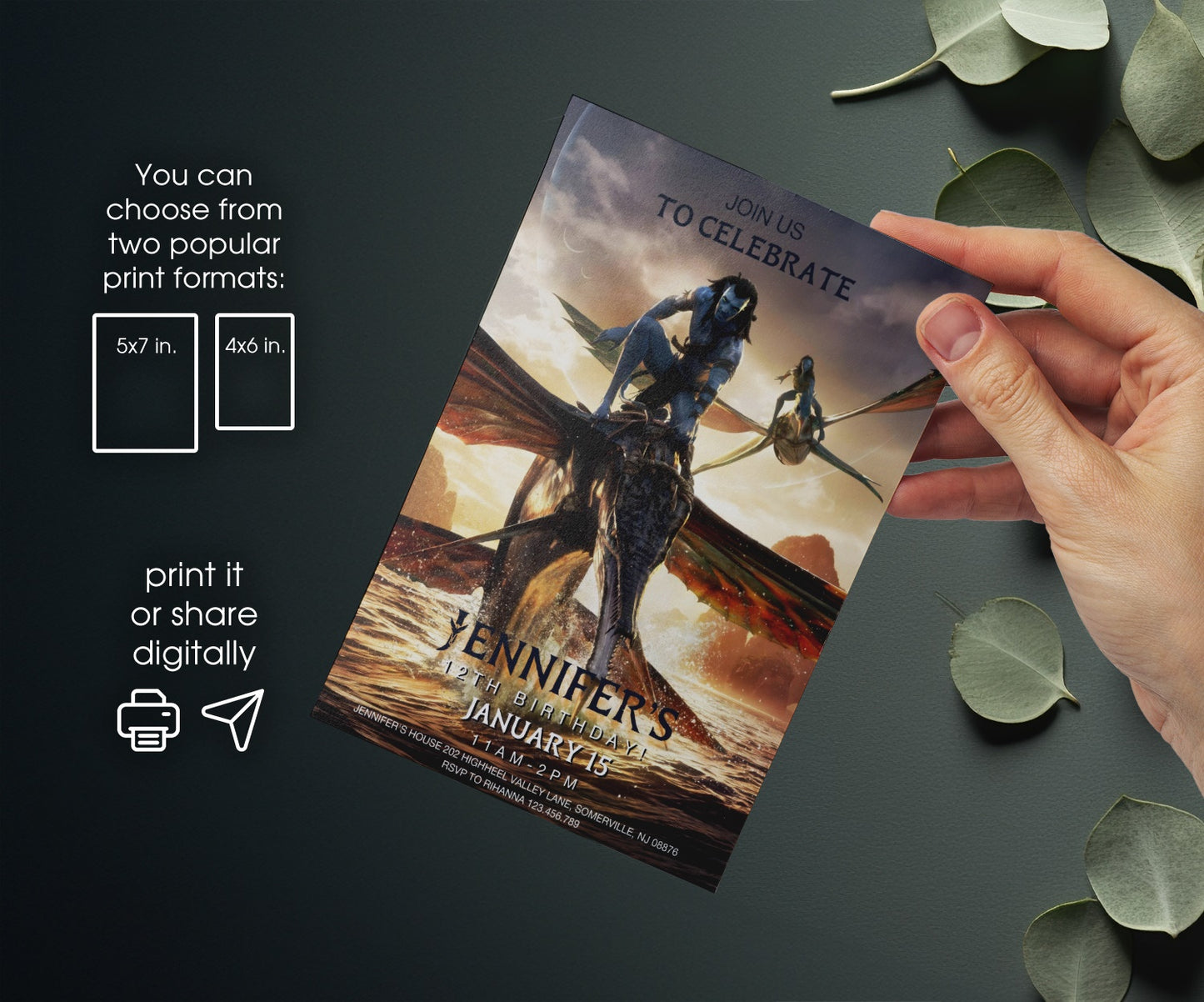 Avatar | customizable invite template | instant download | Share or Print | XV730