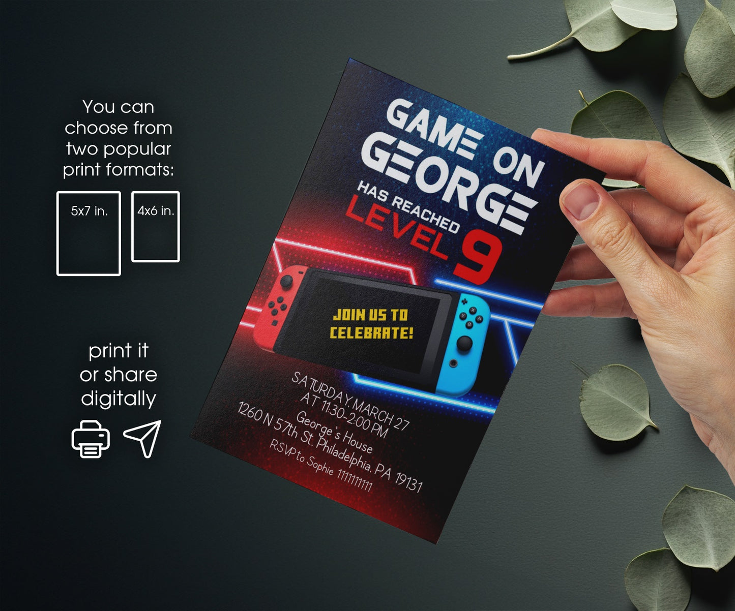 Switch | customizable invite template | instant download | Share or Print | VF628