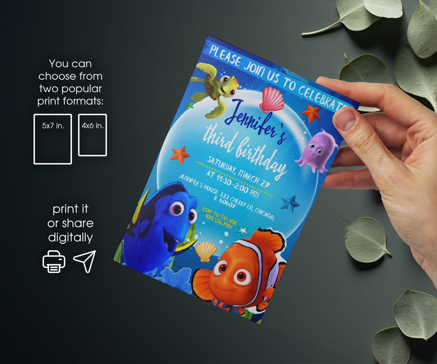 Nemo | customizable invite template | instant download | Share or Print | LO879