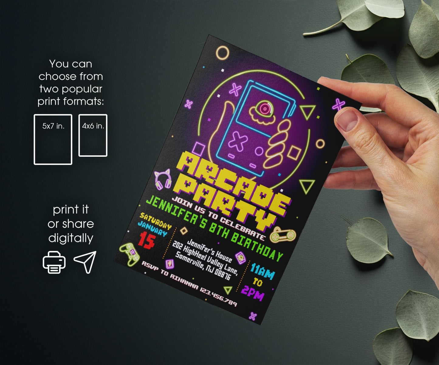 Arcade | customizable invite template | instant download | Share or Print | OK556