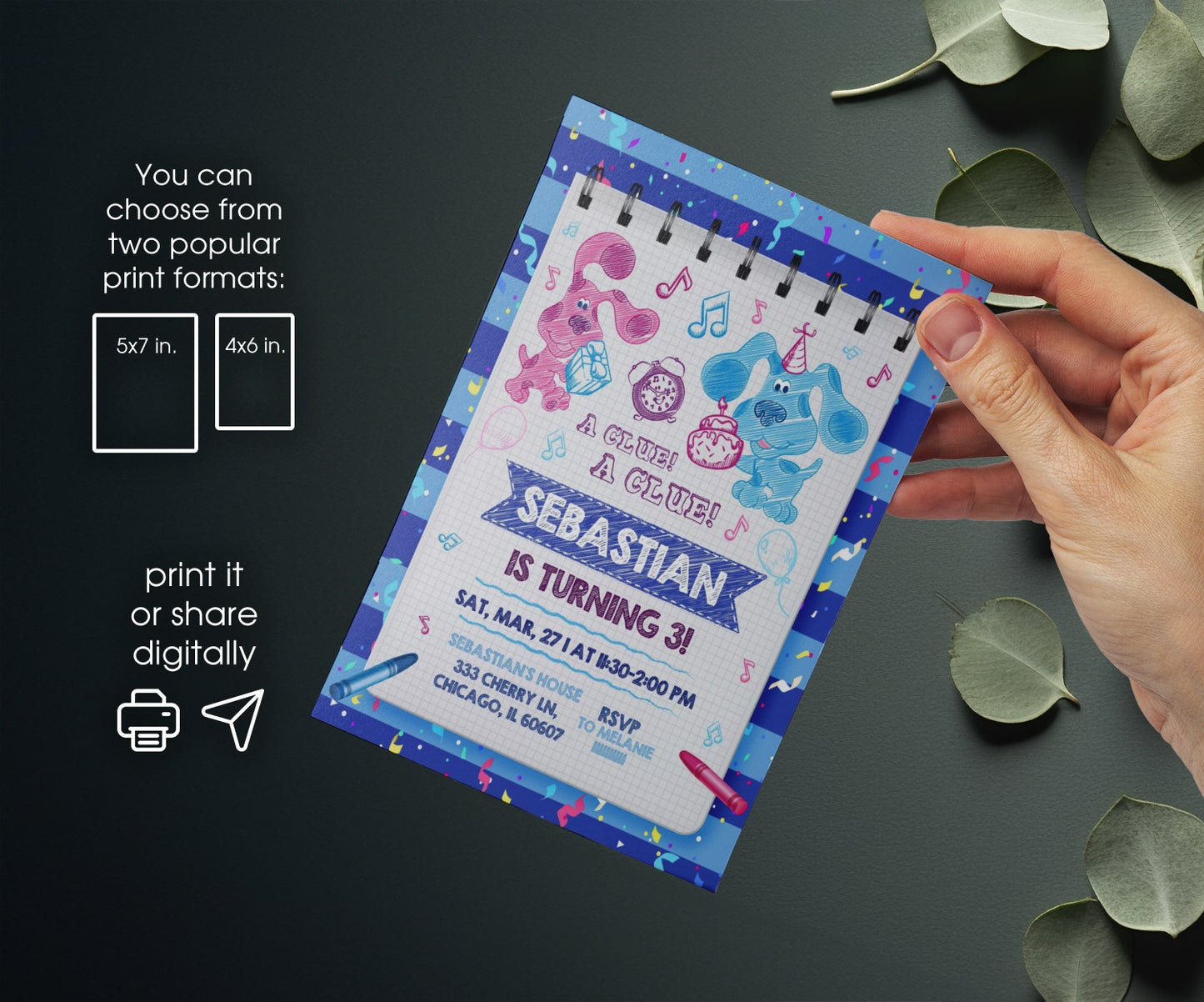 Blues clues | customizable invite template | instant download | Share or Print | PH069