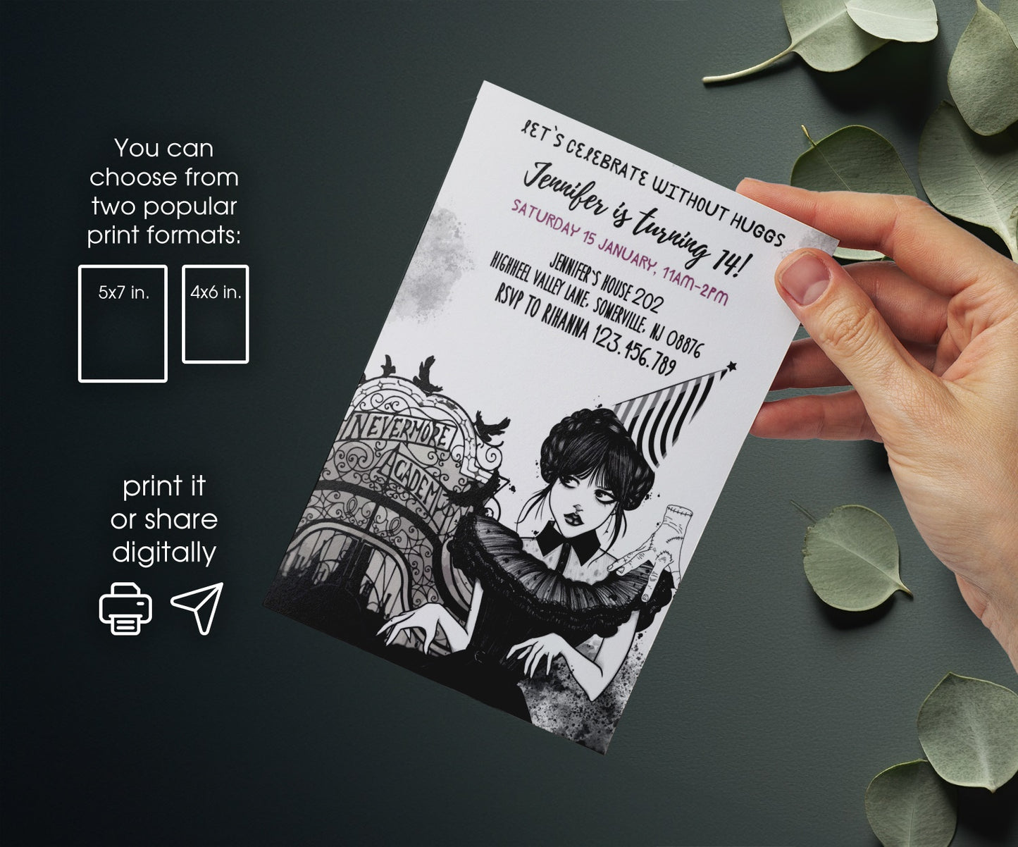 Wednesday | customizable invite template | instant download | Share or Print | QG437