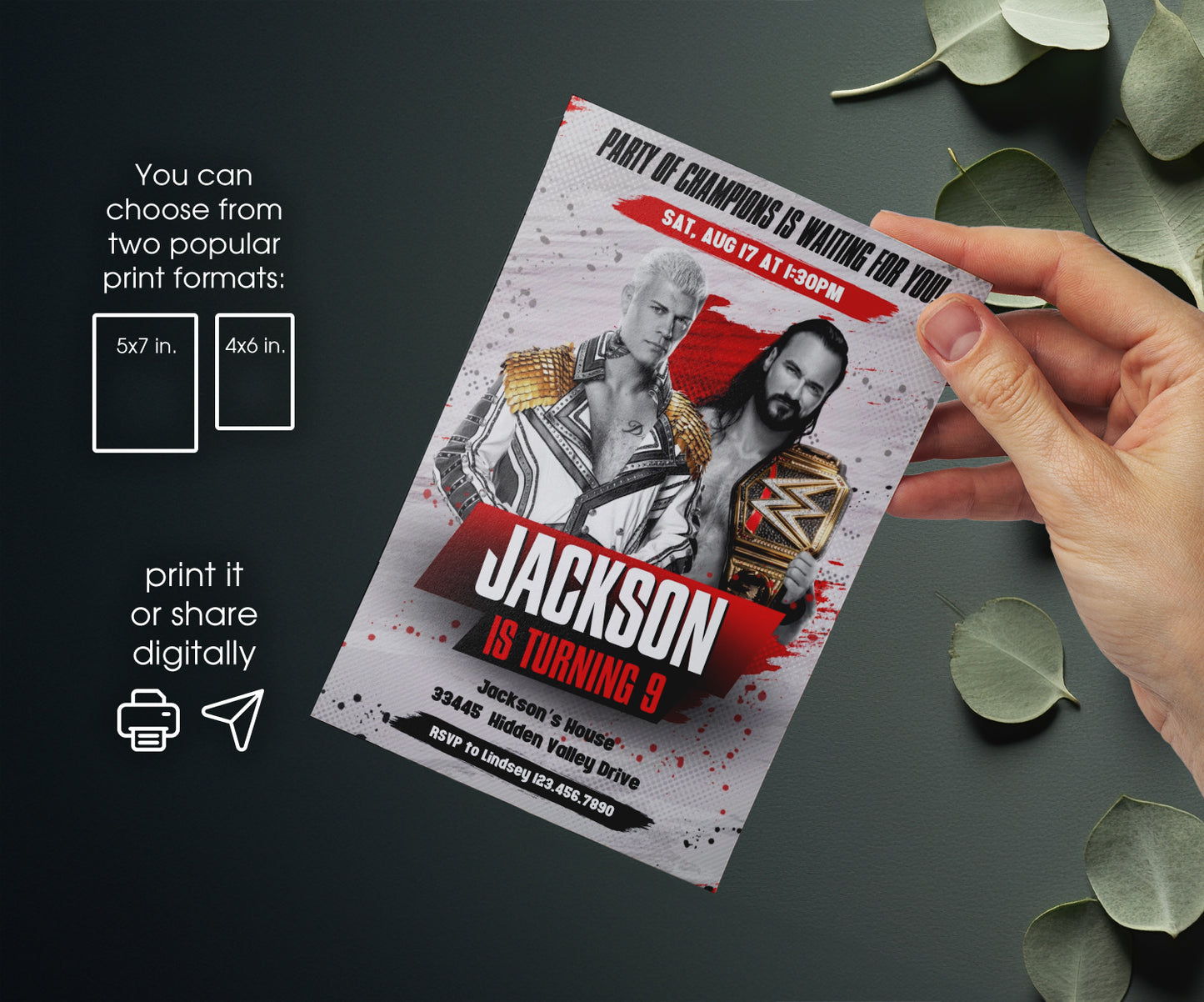 Wrestling | customizable invite template | instant download | Share or Print | RD558