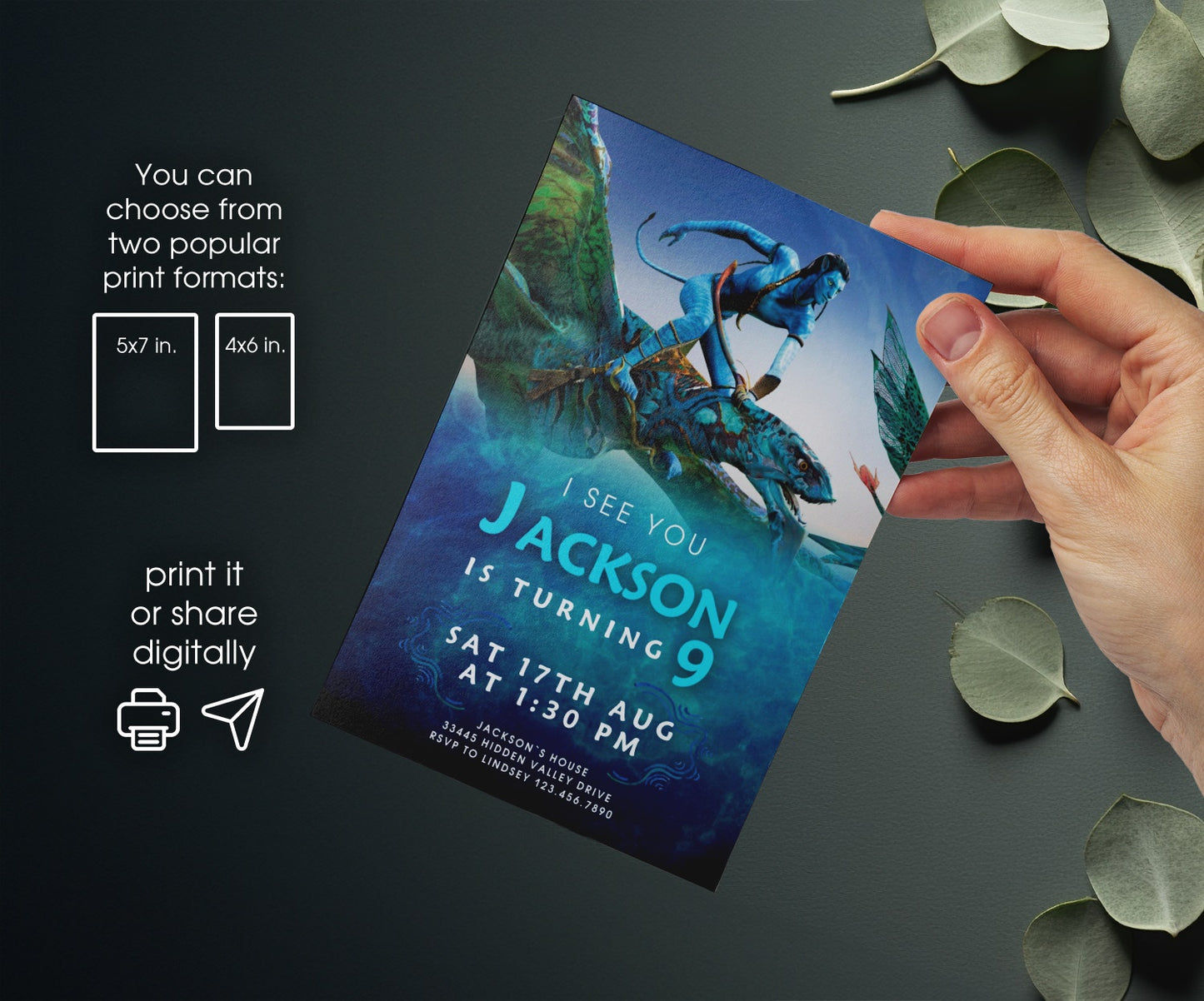 Avatar | customizable invite template | instant download | Share or Print | HV833