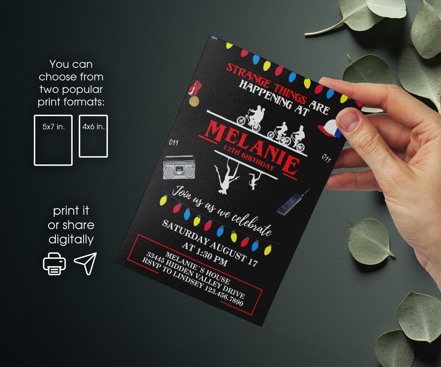 Strange things | customizable invite template | instant download | Share or Print | LA788