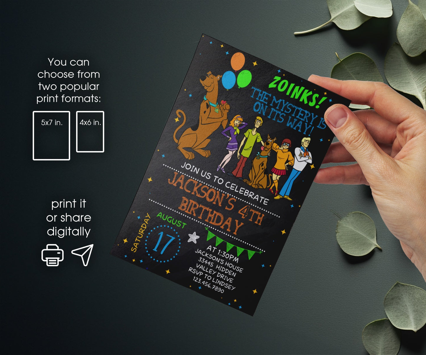 Scooby doo | customizable invite template | instant download | Share or Print | ZV154