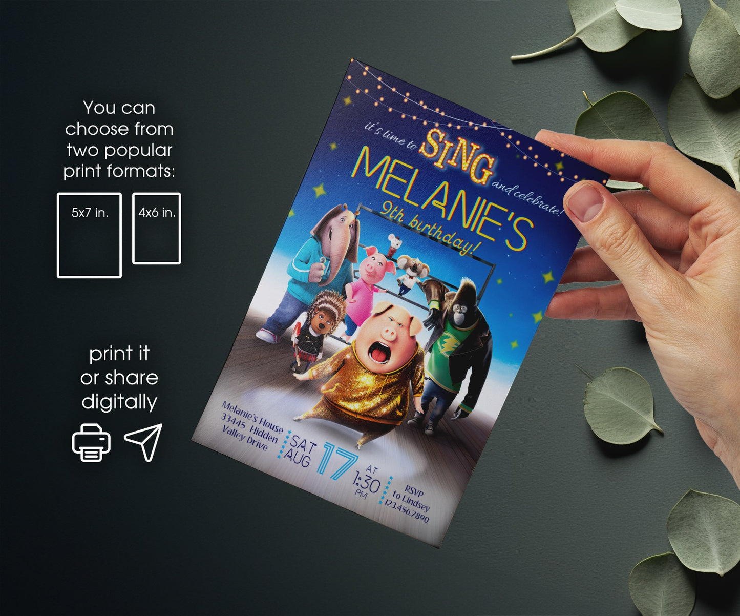 Sing | customizable invite template | instant download | Share or Print | EH937