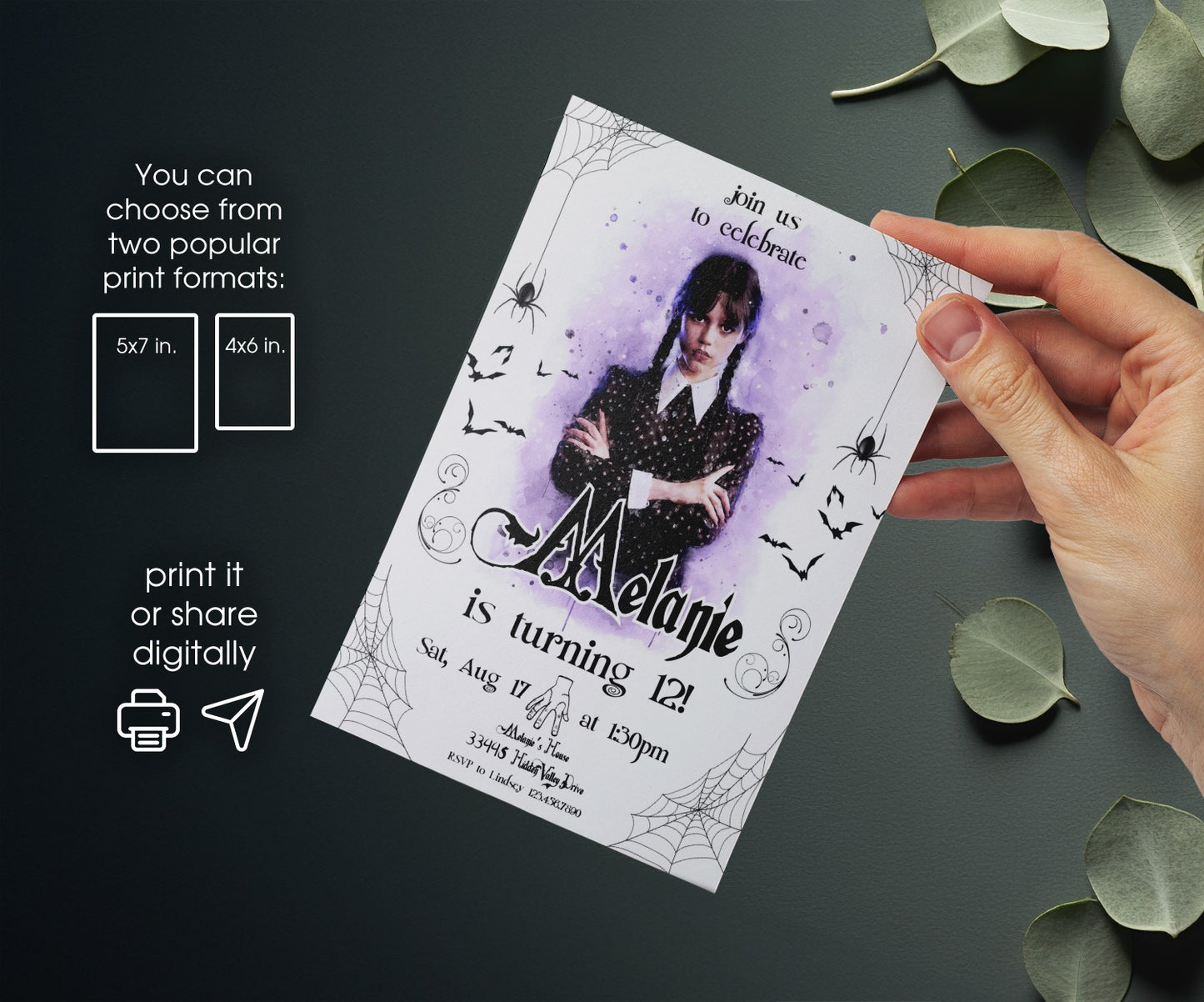 Wednesday | customizable invite template | instant download | Share or Print | RF737