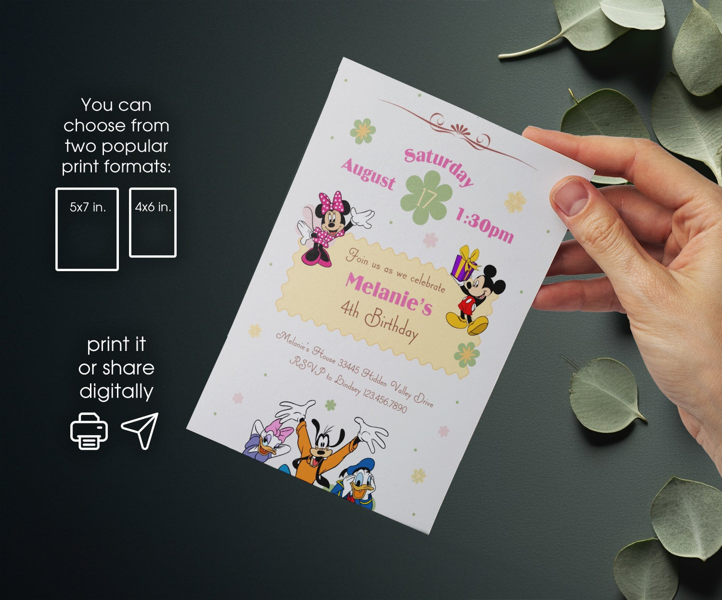 Mickey friends | customizable invite template | instant download | Share or Print | WX895