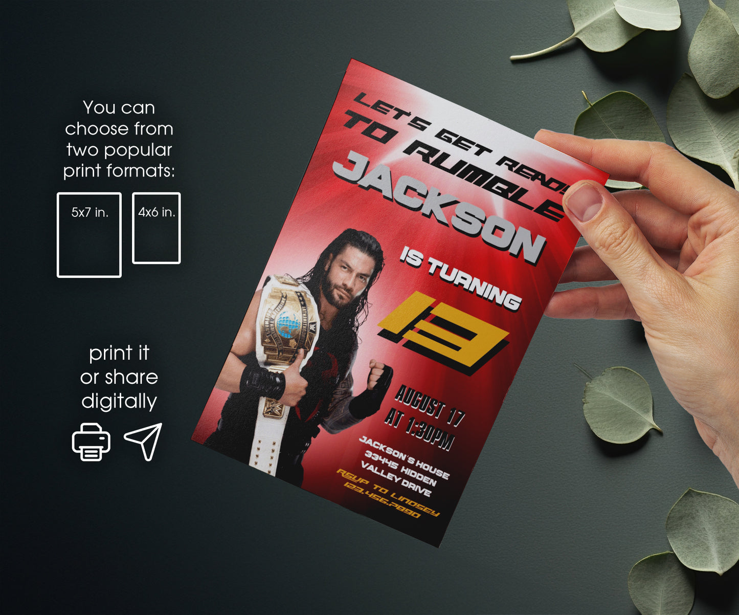 Wrestling | customizable invite template | instant download | Share or Print | ZP573