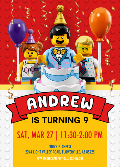 Lego Minifigures customizable invitation template | Share or Print | AO141