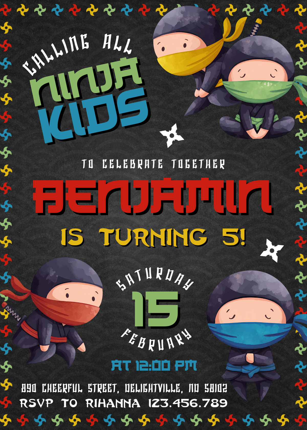 Ninja Kidz TV customizable invitation template | Share or Print | CB305