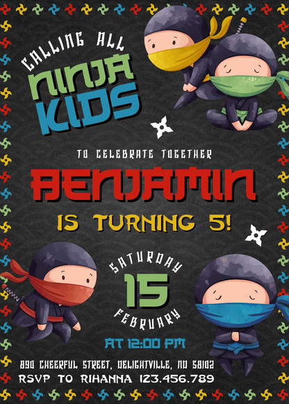 Ninja Kidz TV customizable invitation template | Share or Print | CB305