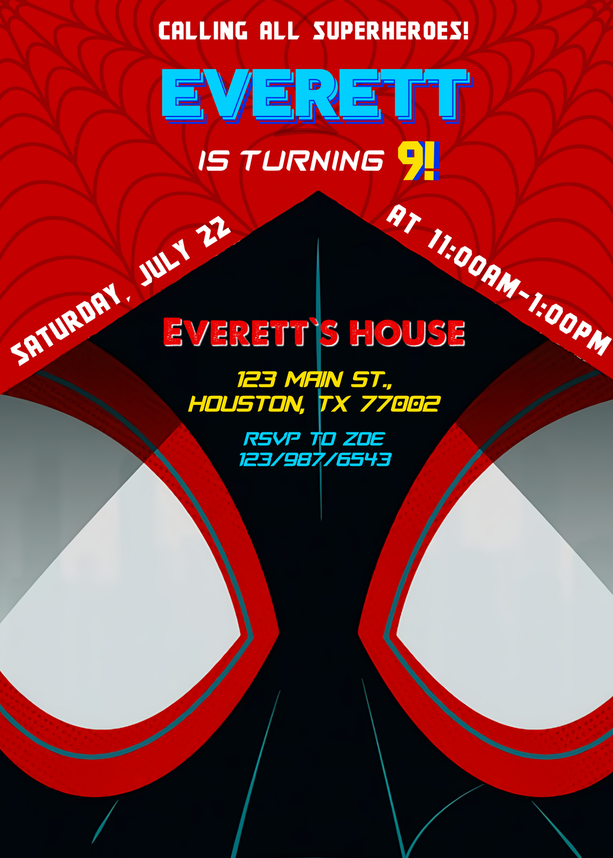 Spider Man Across the Spider-Verse customizable invitation template | Share or Print | boy | CD608