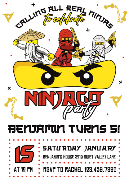Ninjago Minifigures Lego customizable invitation template | Share or Print | DP459