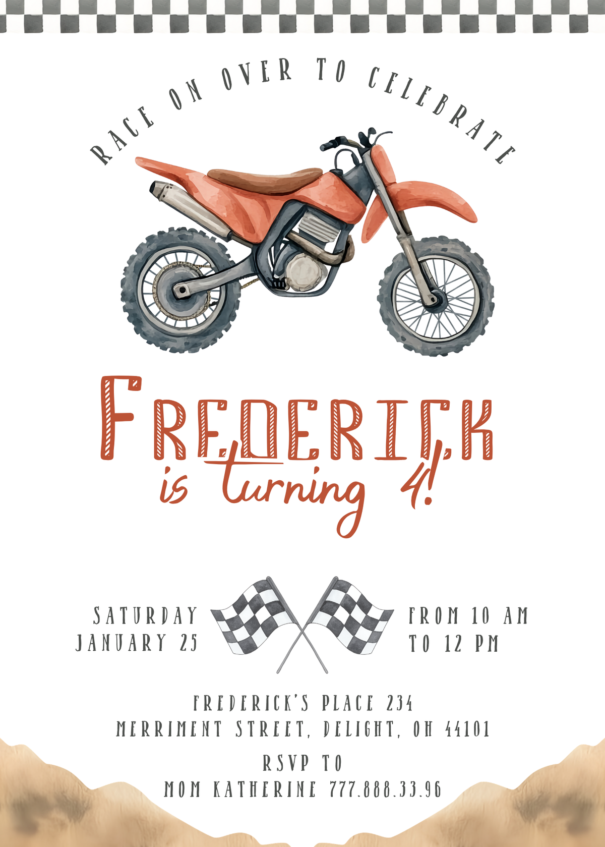 Motocross Extreme customizable invitation template | Share or Print | FJ738