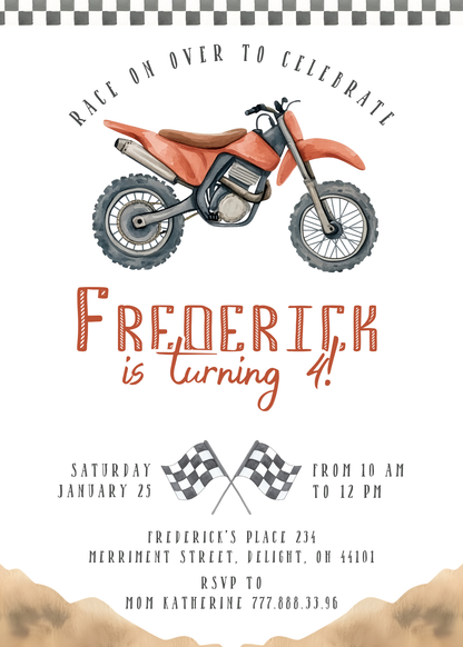 Motocross Extreme customizable invitation template | Share or Print | FJ738