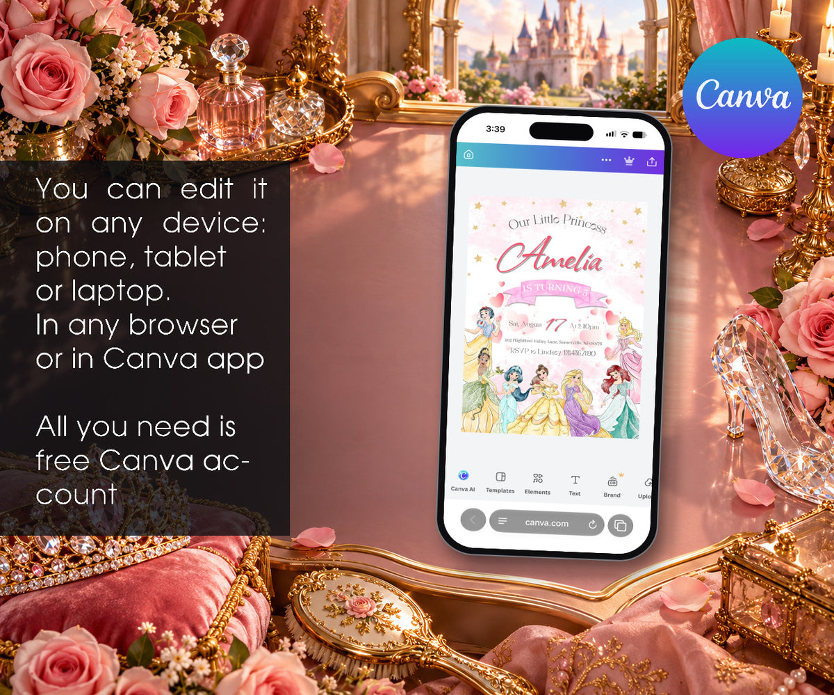 Disney Princess Invitation mockup