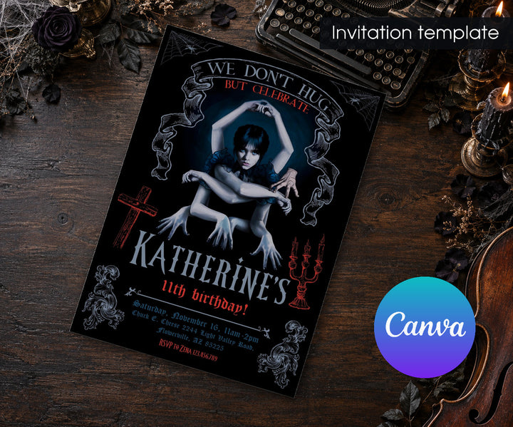 Wednesday Addams Invitation mockup