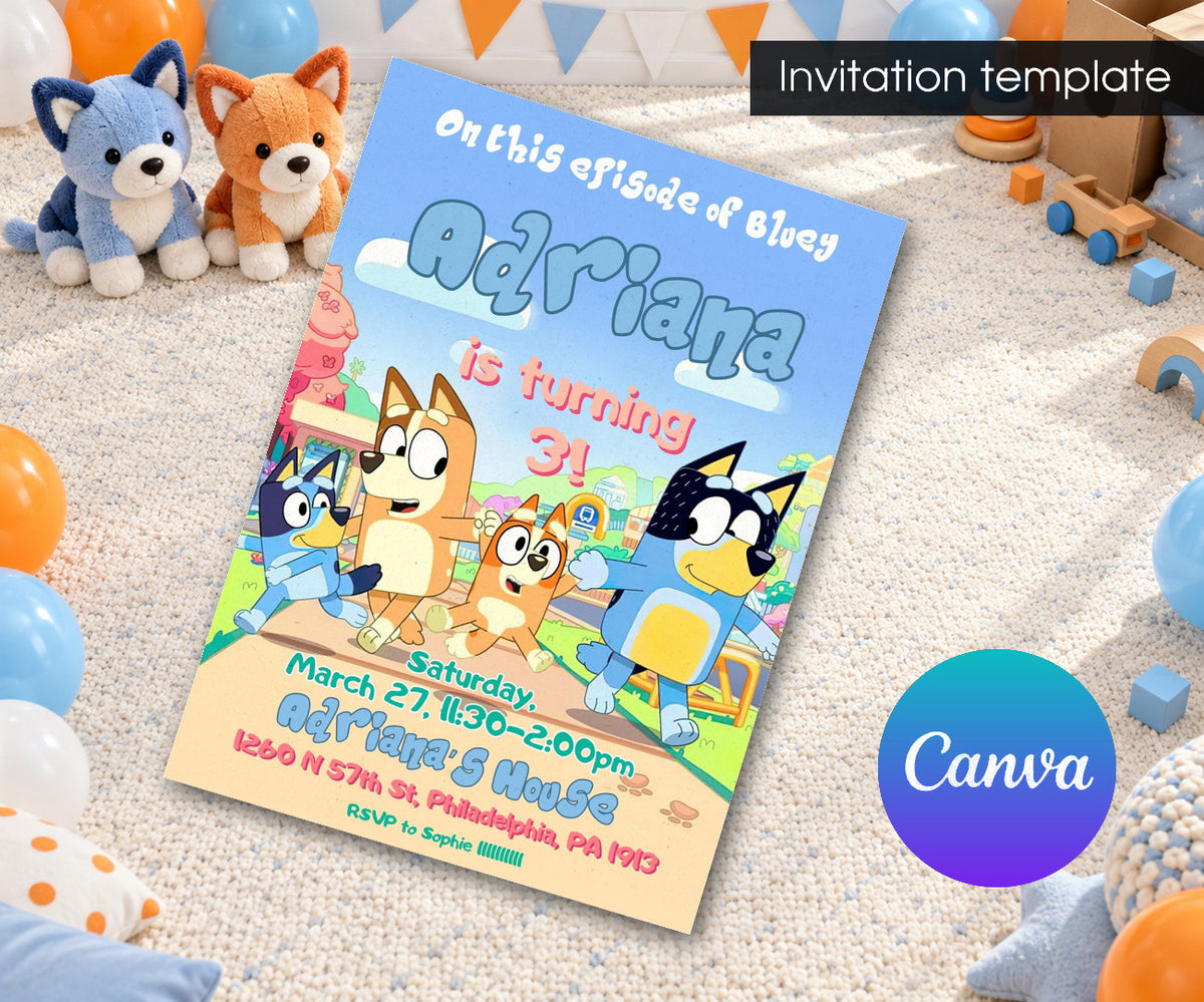 Bluey Bingo Invitation mockup