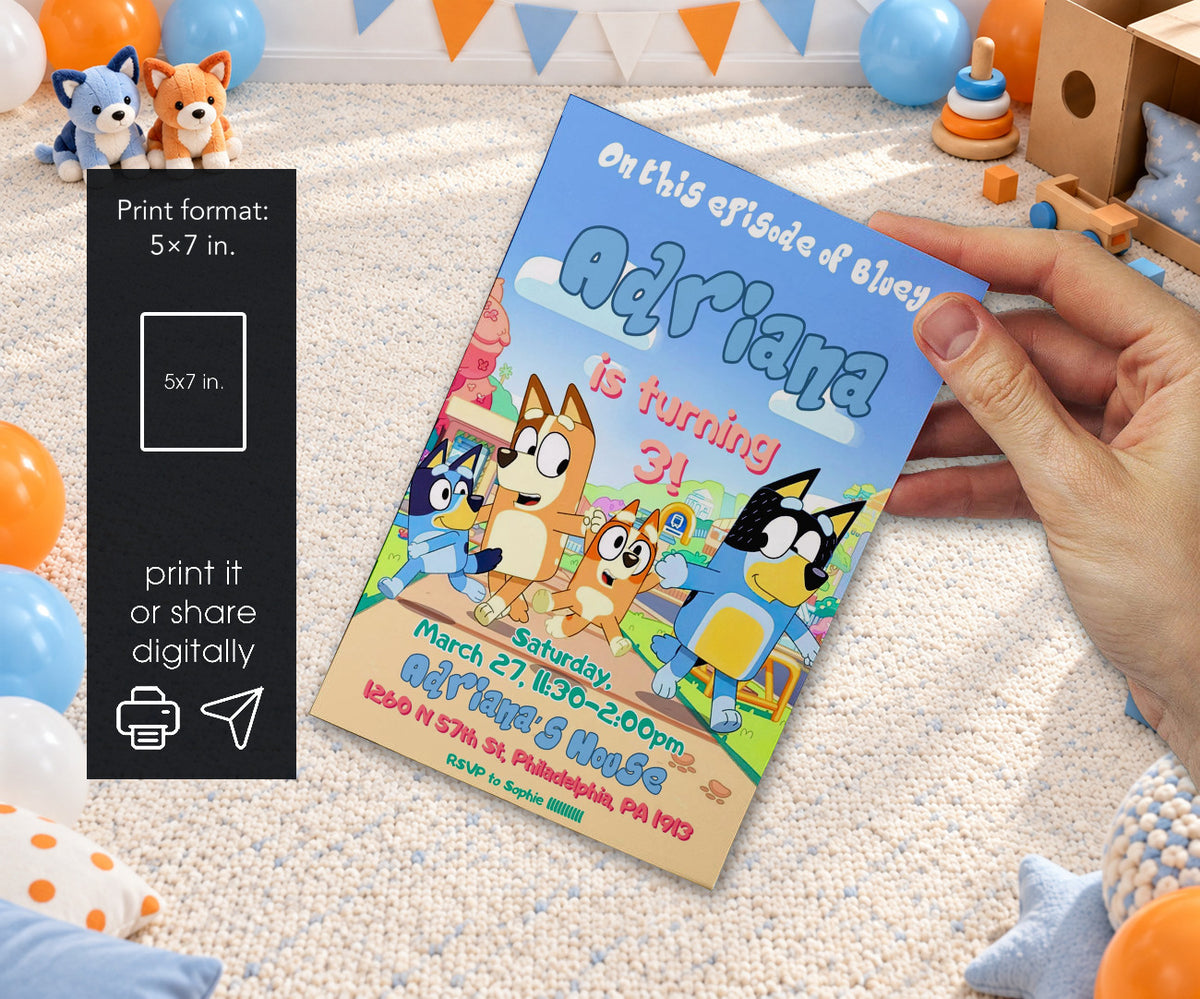 Bluey Bingo Invitation mockup