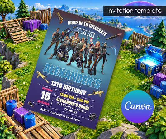 Fortnite Gamer Invitation mockup