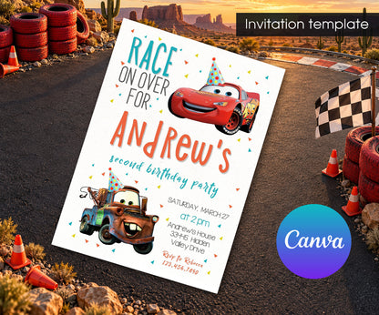 Cars Lightning McQueen Invitation mockup