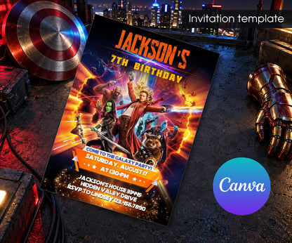 Marvel Guardians of The Galaxy Superhero Invitation mockup