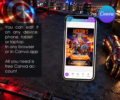 Marvel Guardians of The Galaxy Superhero Invitation mockup