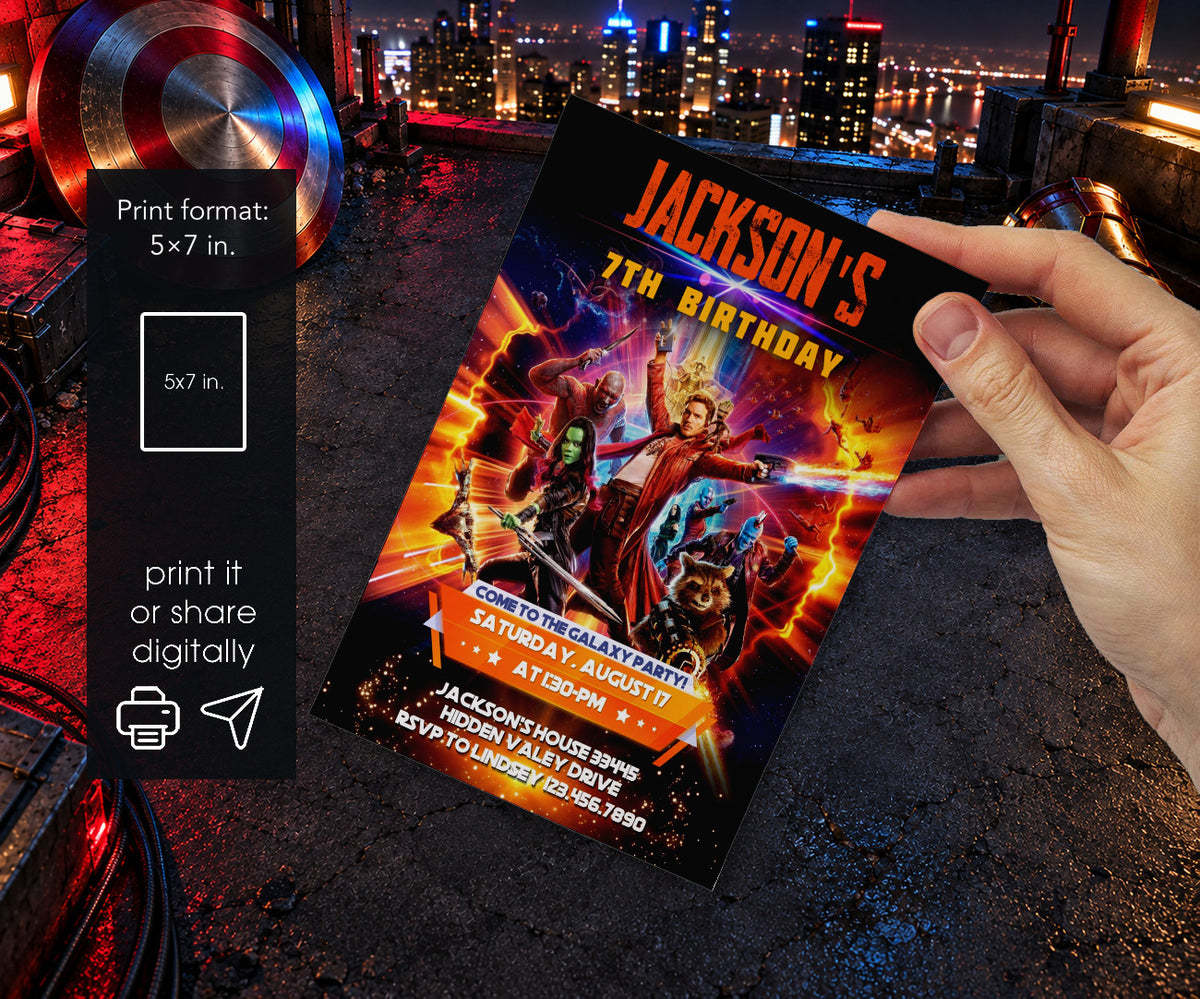 Marvel Guardians of The Galaxy Superhero Invitation mockup