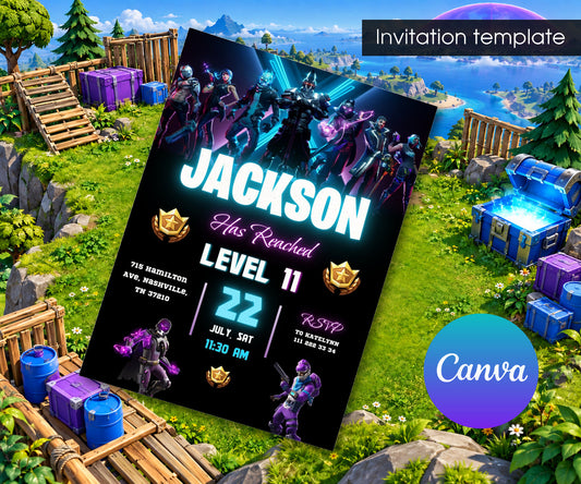 Fortnite Gamer Invitation mockup
