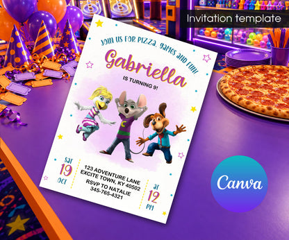 Chuck E. Cheese Invitation mockup