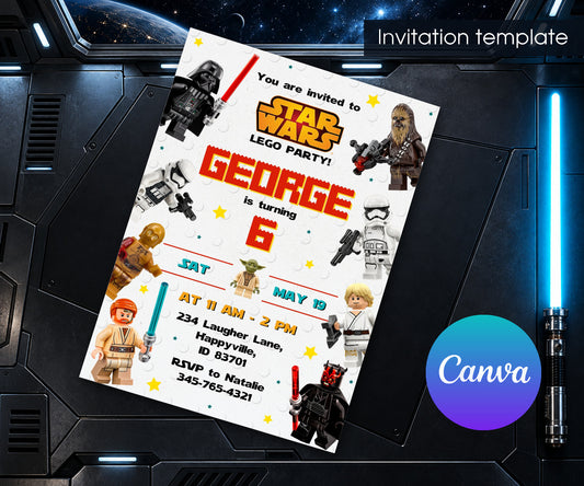 Star Wars Darth Vader Lego Minifigures Invitation mockup