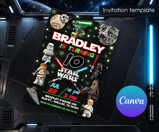 Star Wars Darth Vader Lego Minifigures Invitation mockup