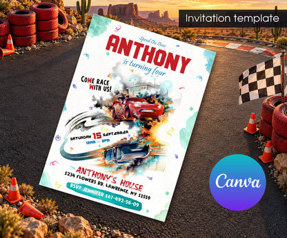 Cars Lightning McQueen Invitation mockup