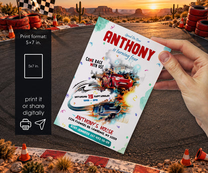 Cars Lightning McQueen Invitation mockup