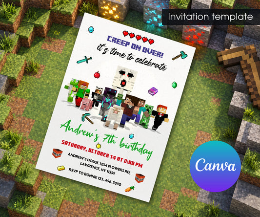 Minecraft Gamer Invitation mockup