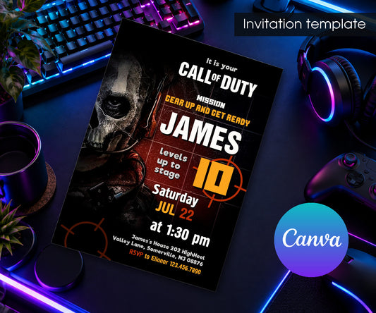 Call of Duty Gamer Invitation mockup