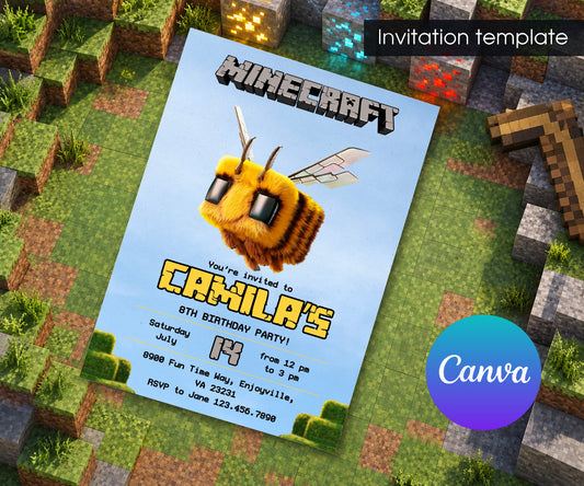 Minecraft Movie Gamer Invitation mockup